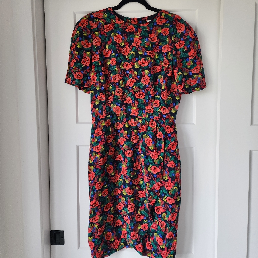 Vintage Liz Claiborne Midi Wrap Dress with Rose & Berries Print
